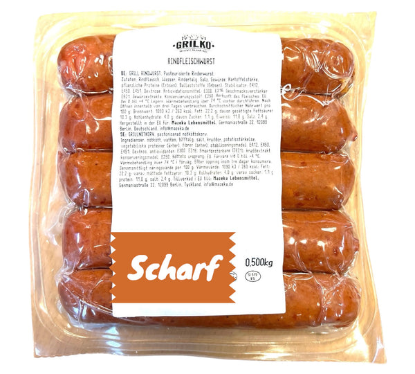 Grilko Halal - Rinder Grillwurst (scharf) 500g