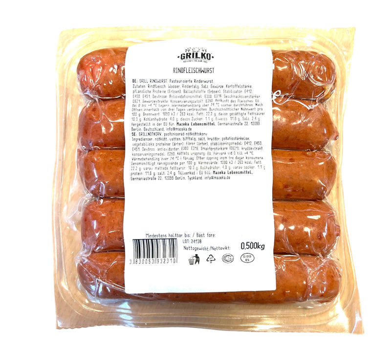 Grilko Halal - Rinder Grillwurst (Mild) 500g