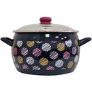 Emaille Kochtopf 22 cm – 5,4 Liter – Mit Glasdeckel – Grau / Creme