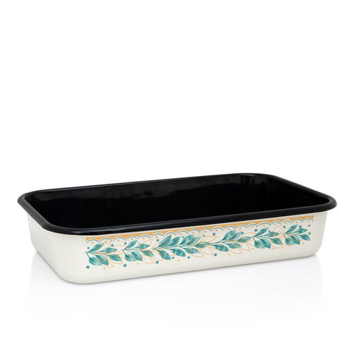 Metalac Đuvečara GREEN LINE 32 × 19 cm – Emaillierte Auflauf- und Ofenform, Beige/Schwarz