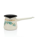 Metalac Džezva GREEN LINE 0,4 l – Emaillierte Kaffeekanne für 4 Tassen, Creme/Schwarz