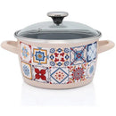 Metalac Topf „Imperial“ 24 cm – Emaillierter Kochtopf mit Glasdeckel