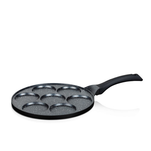 Metalac Pfanne für Mini-Pancakes 26 cm – Antihaft-Pfanne aus Aluminiumguss für 7 Mini-Pfannkuchen, Schwarz
