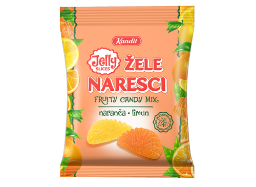 Kandit Jelly Žele Narešci 100g – Fruchtgummi Scheiben Orange & Zitrone